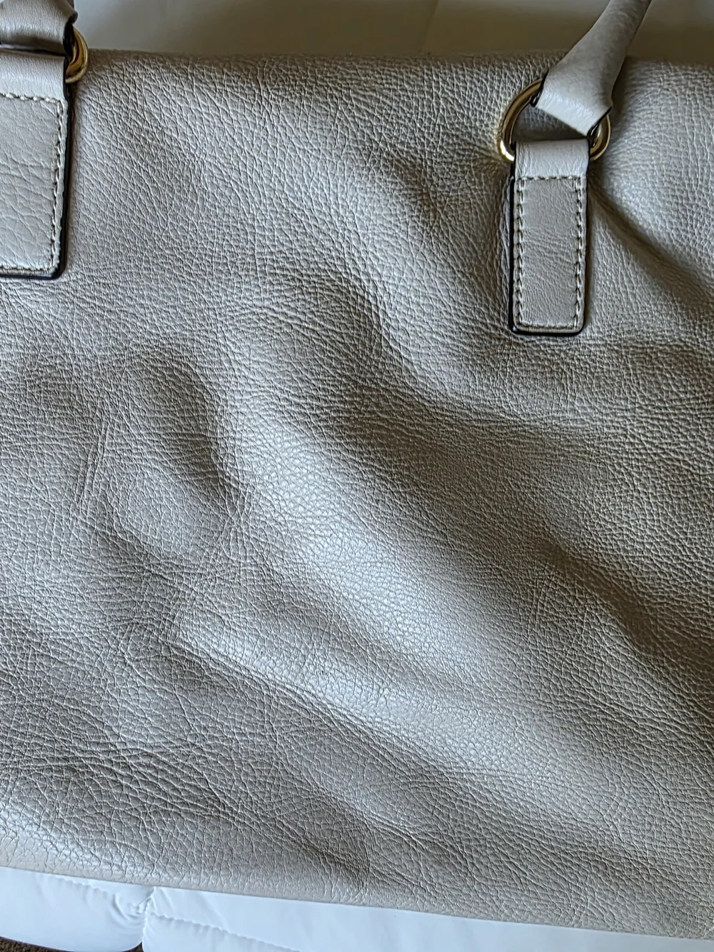Michael Kors White Leather Tote Bag with Gold Hardware